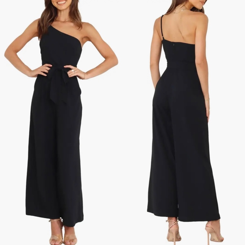 New Petal & Pup Leyton Asymmetric Jumpsuit Elegant Black Jumpsuit